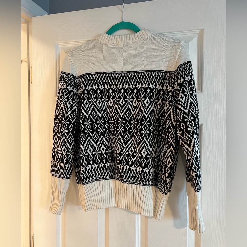 LOFT Fair Isle winter white and black sweater. Size XL. - Picture 8 of 9